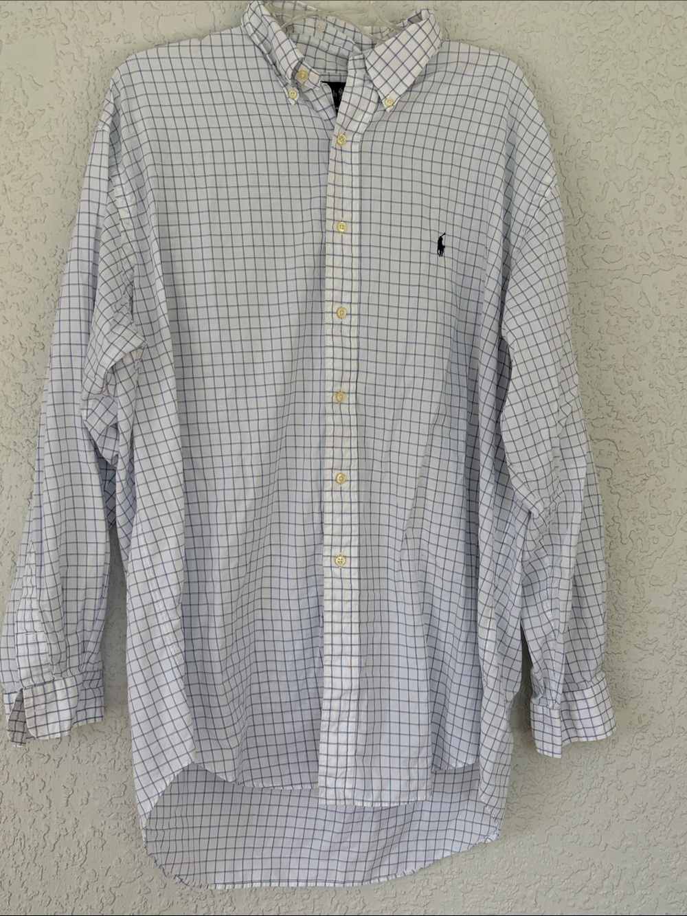 Polo by Ralph Lauren Light Blue & White Windowpane Button-Down Yarmouth shirt